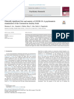 Clinically Significant Fear and Anxiety of COVID19 A Psychometric Examination of The Coronavirus Anxiety Scale