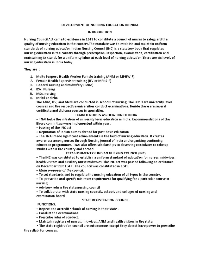 TRENDS IN DEVELOPMENT OF NURSING EDUCATION IN INDIA PDF visual data 4