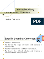 Chapter 1: Internal Auditing Definition and Overview: Jovit G. Cain, CPA