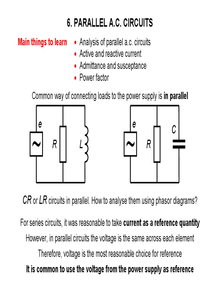 Parallel A.C. Circuits: R L e R C e | PDF | Electrical Impedance ...