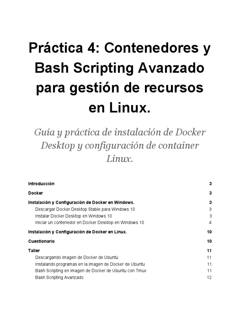 Bash Avanzado en Contenedores Docker | PDF | Interfaz de línea de ...