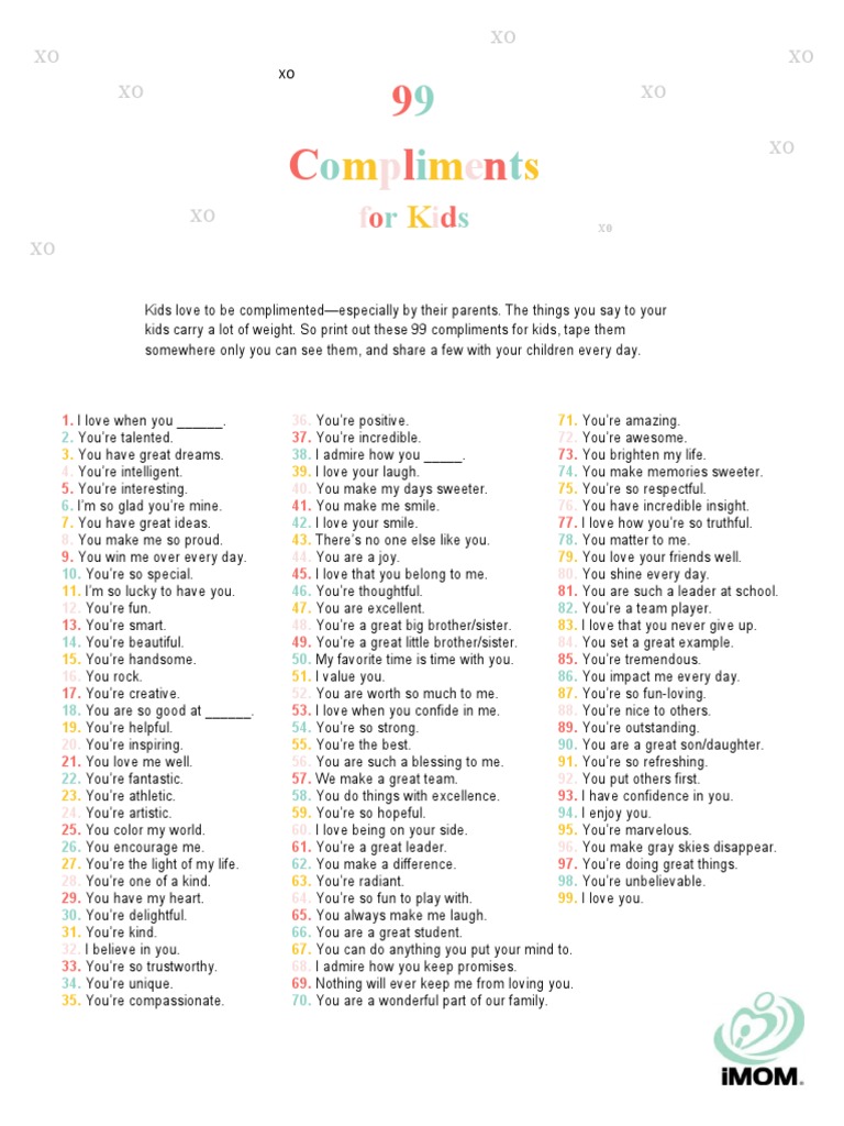 99 Compliments For Kids | PDF