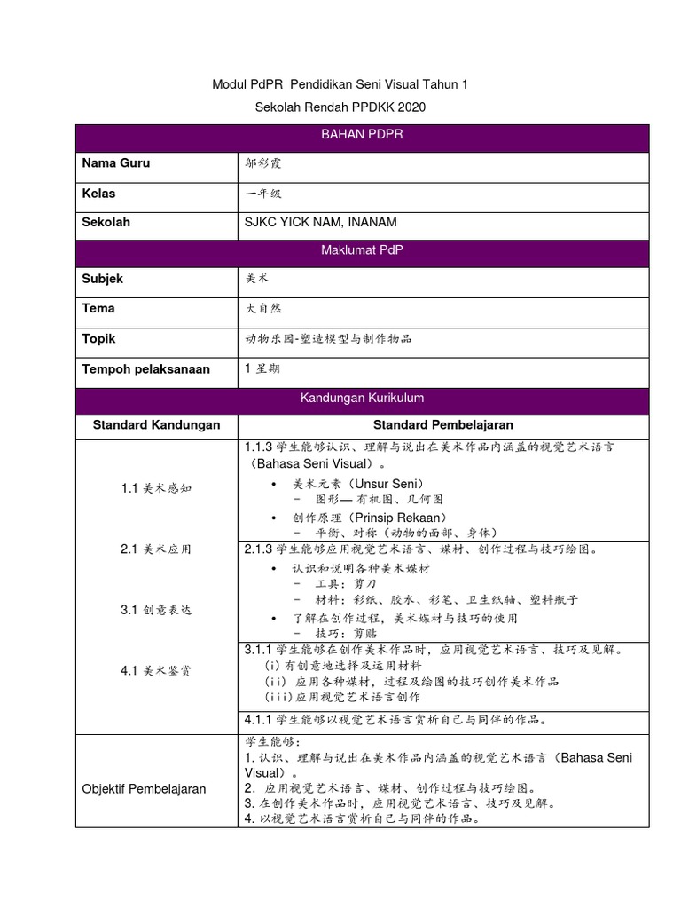 Bahan Modul SJKC Tahun 1 PDF | PDF