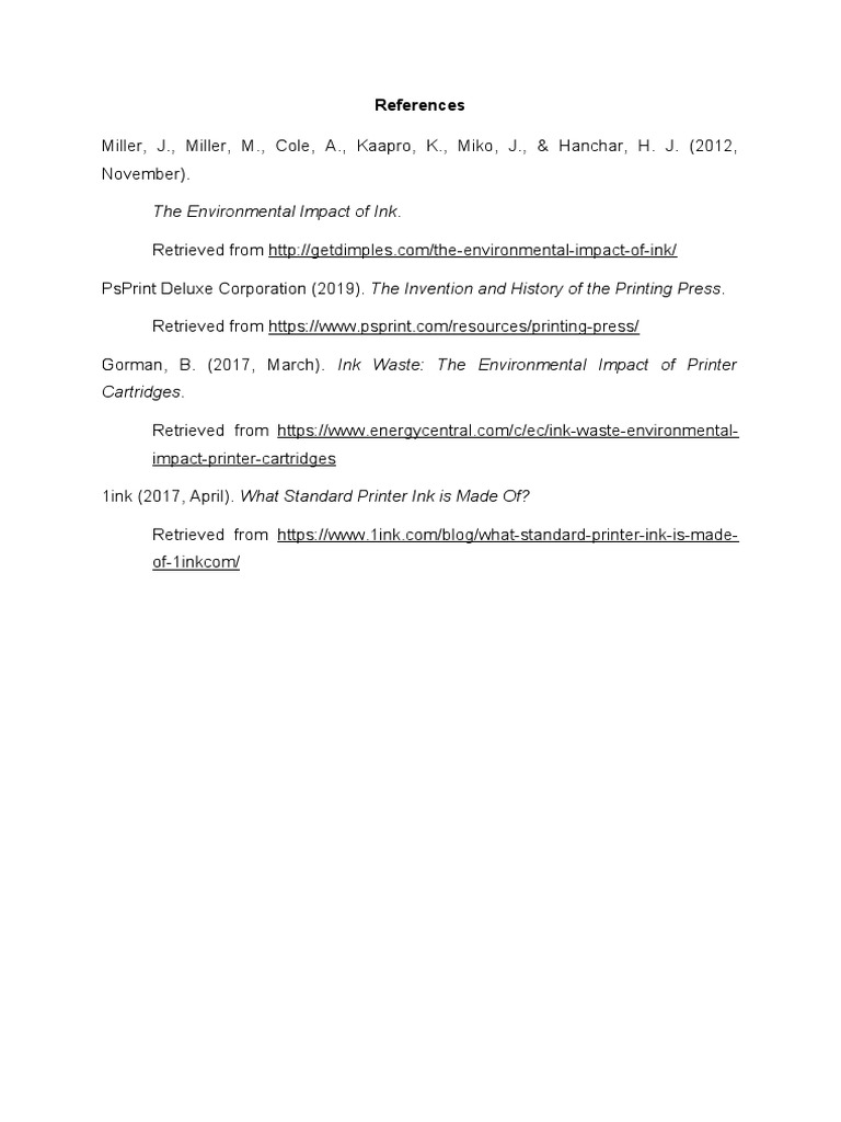 Environmental Impacts of Printing A Review of Sources on Ink