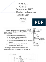 WRE 411 Class 3 13 September 2020 Topic: Design Problems of Gravity Dam