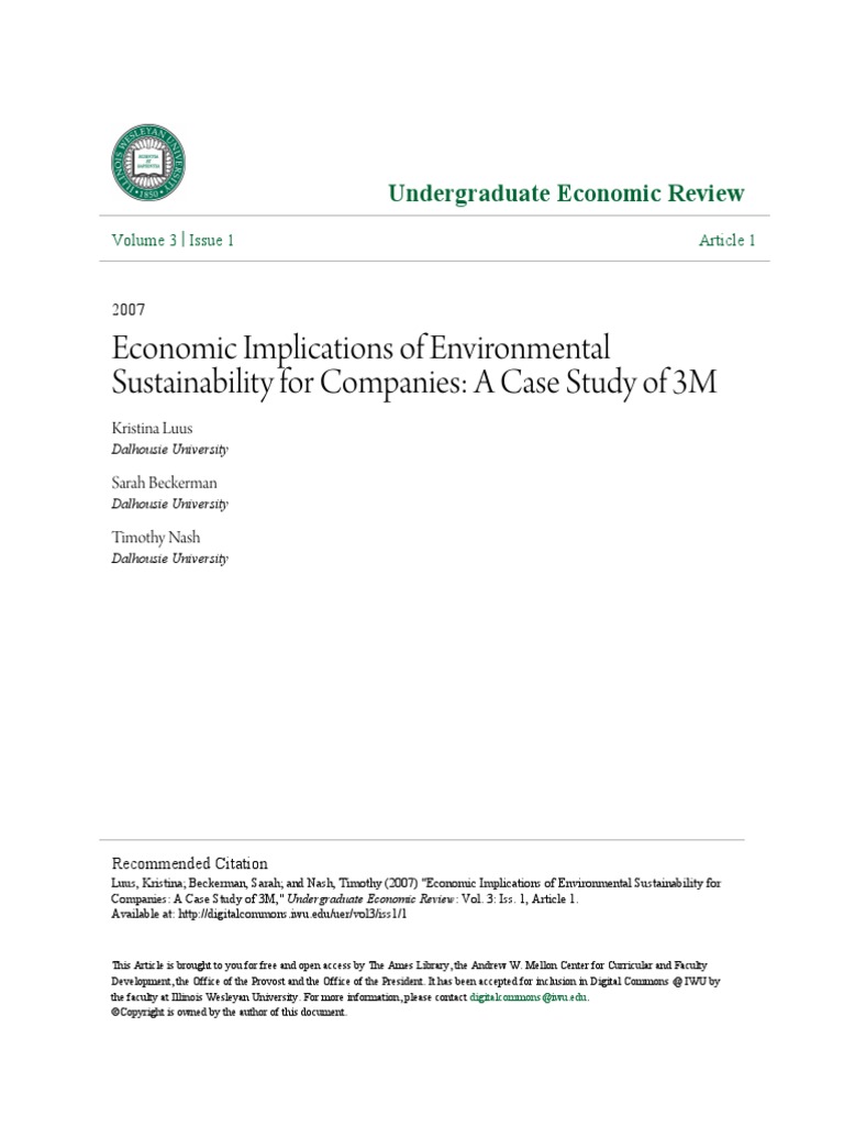 Economic Implications of Environmental Sustainability For Compani | PDF ...