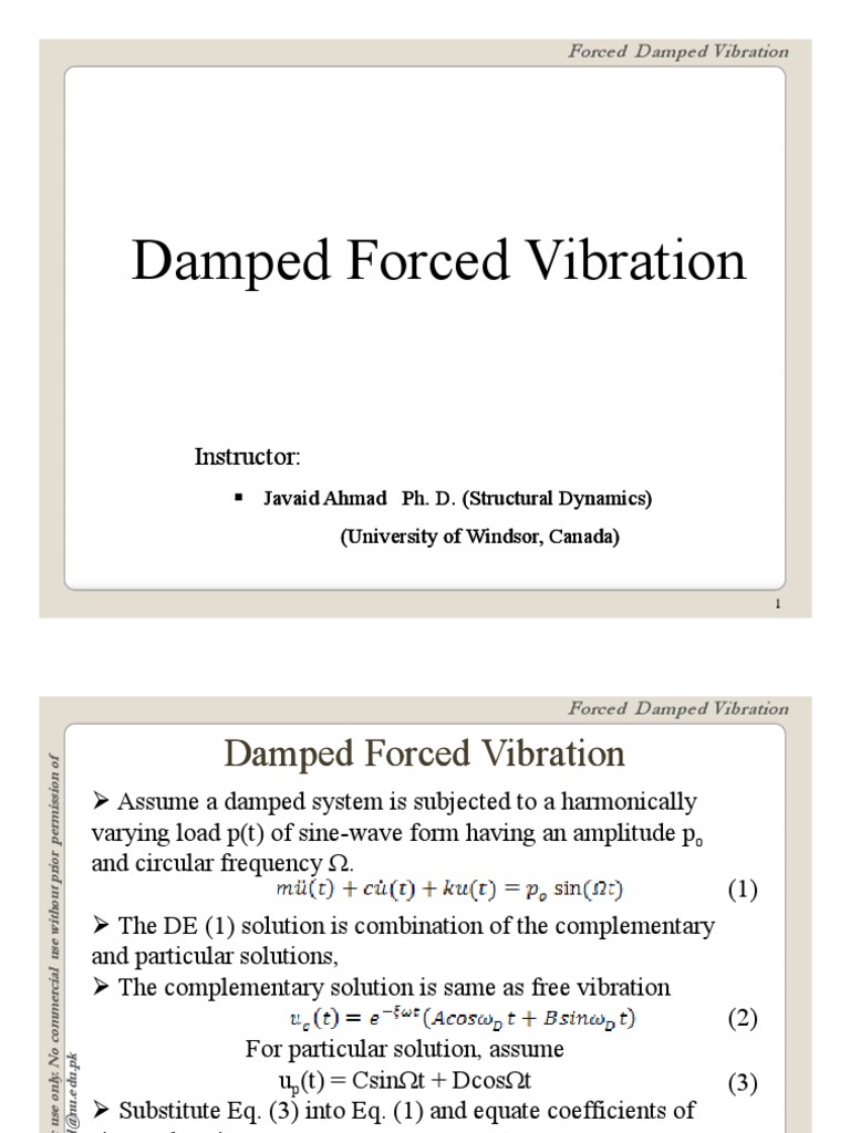 Damped Forced Vibration Analysis | PDF | Resonance | Oscillation