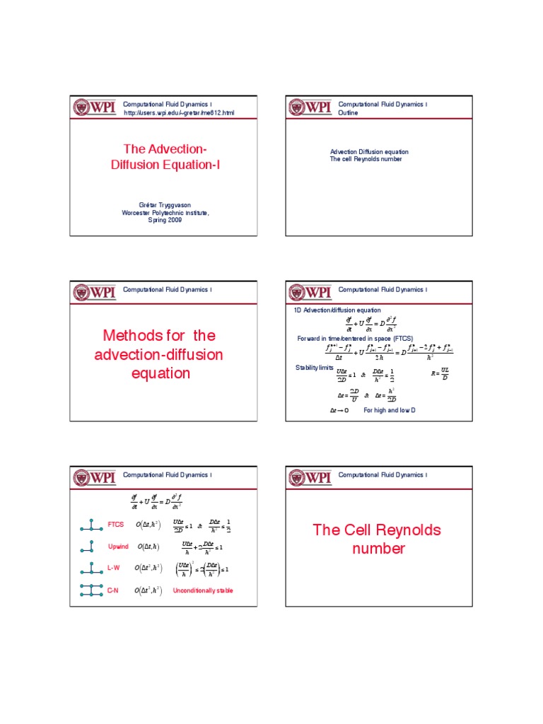 Methods For The Advection-Diffusion Equation | PDF | Computational ...