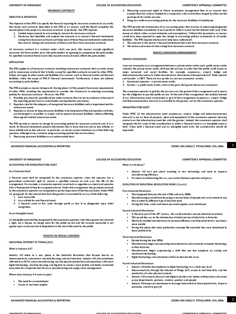 (AFAR) (S04) Insurance Contracts, Service Concession Arrangements