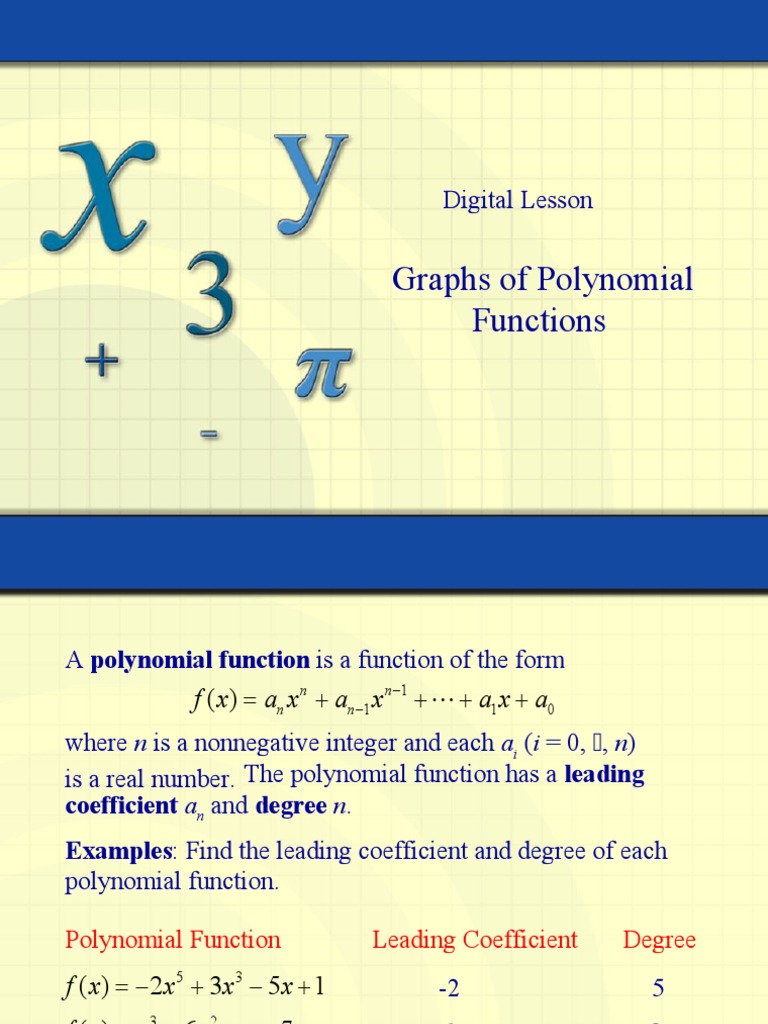 Graphs of Polynomial Functions: Digital Lesson | PDF | Zero Of A ...