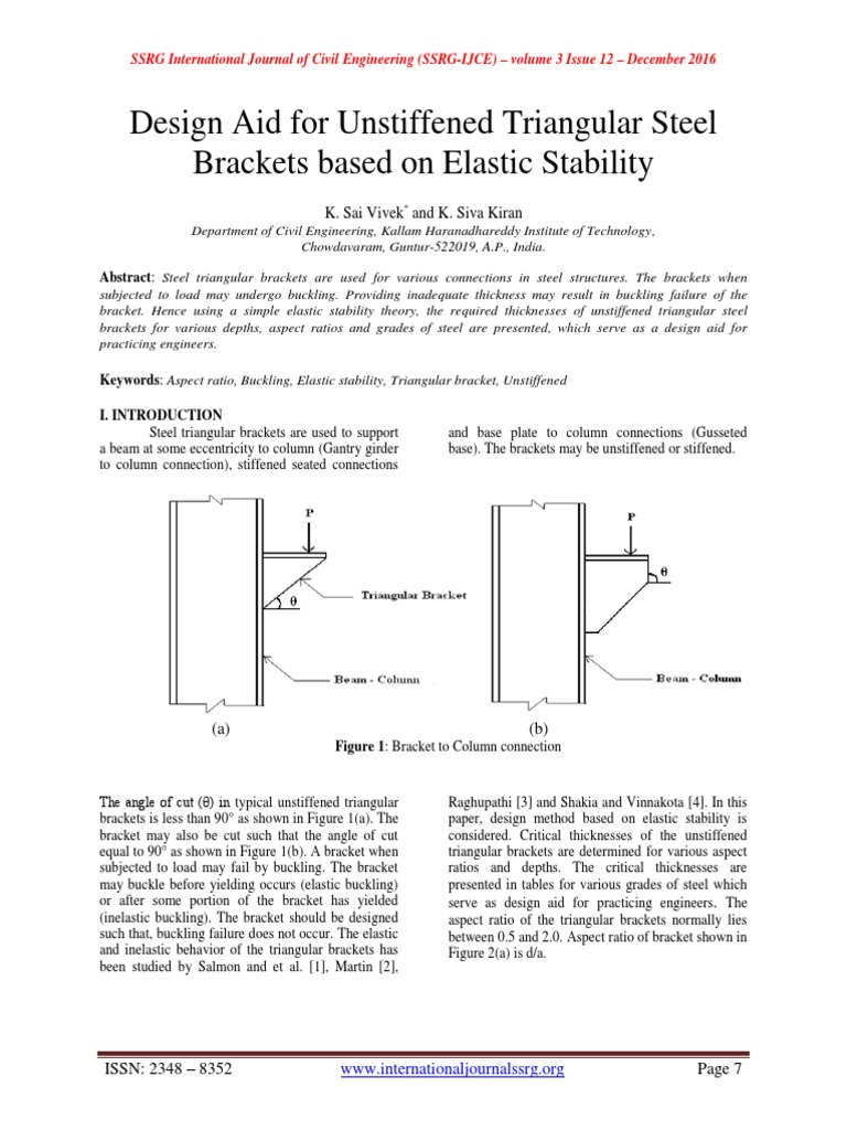 Design Aid For Unstiffened Triangular Steel Brackets Based On Elastic ...