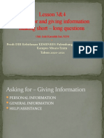 Asking for and Giving Information Lessons 3&4