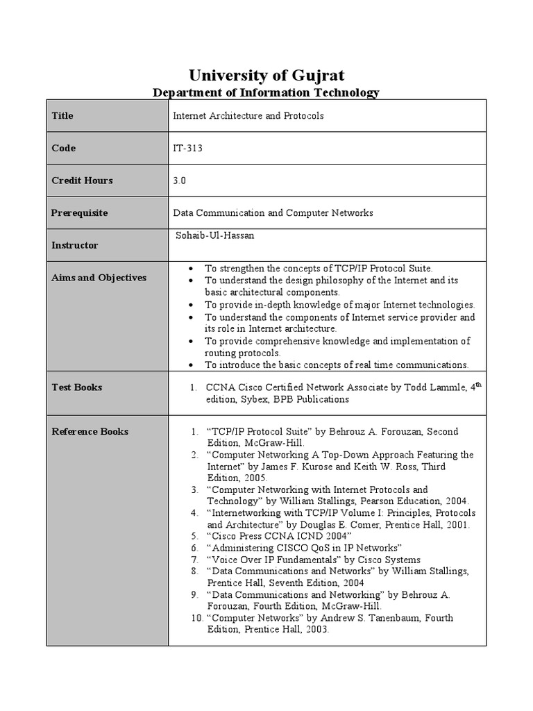 IT-313 (IAP) Course Outline | PDF | Asynchronous Transfer Mode | Packet ...