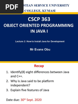 OOP IN JAVA 1 - Lecture. 2