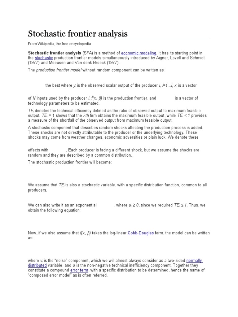 Overview of Stochastic Frontier Analysis | PDF | Statistics | Applied ...