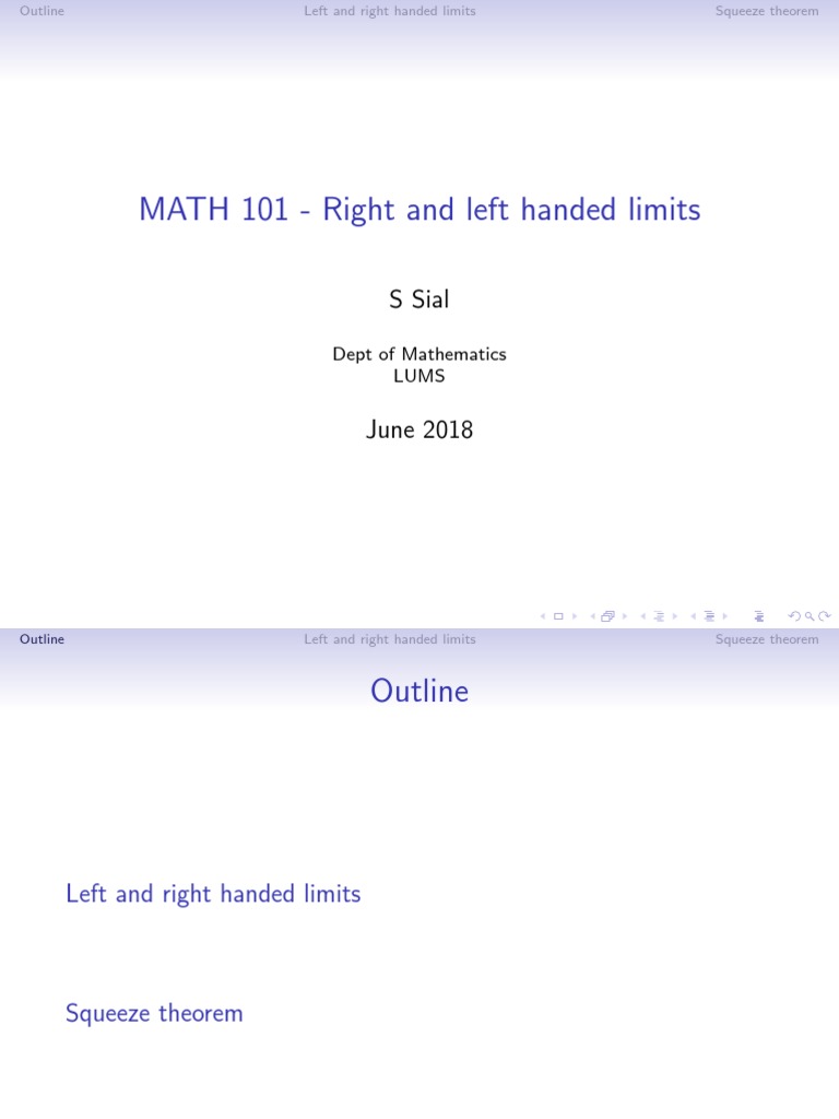 MATH 101 Right and Left Handed Limits S Sial Download Free PDF