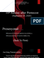 16th Sunday After Pentecost Sept 20 2020