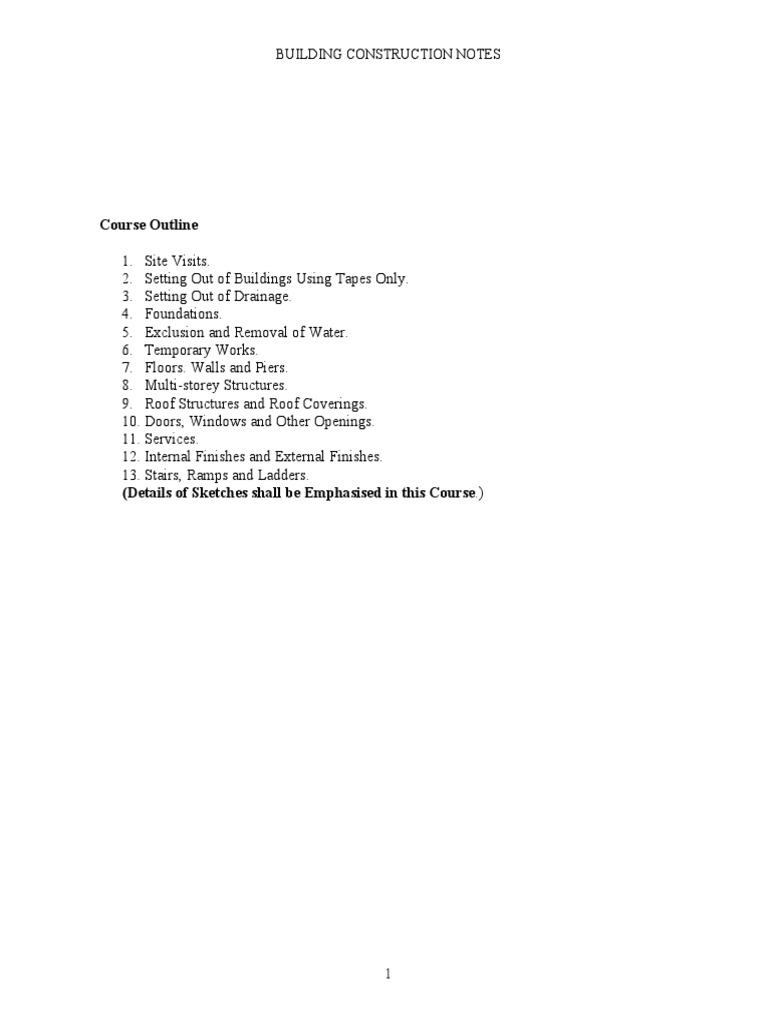 Building Construction Lecture Notes | PDF | Deep Foundation | Concrete