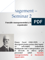 Seminar 2 - Funcțiile managementului și funcțiunile organizației