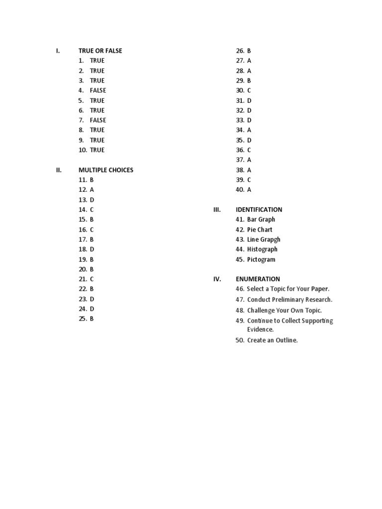 True/False and Multiple Choice Answers | PDF