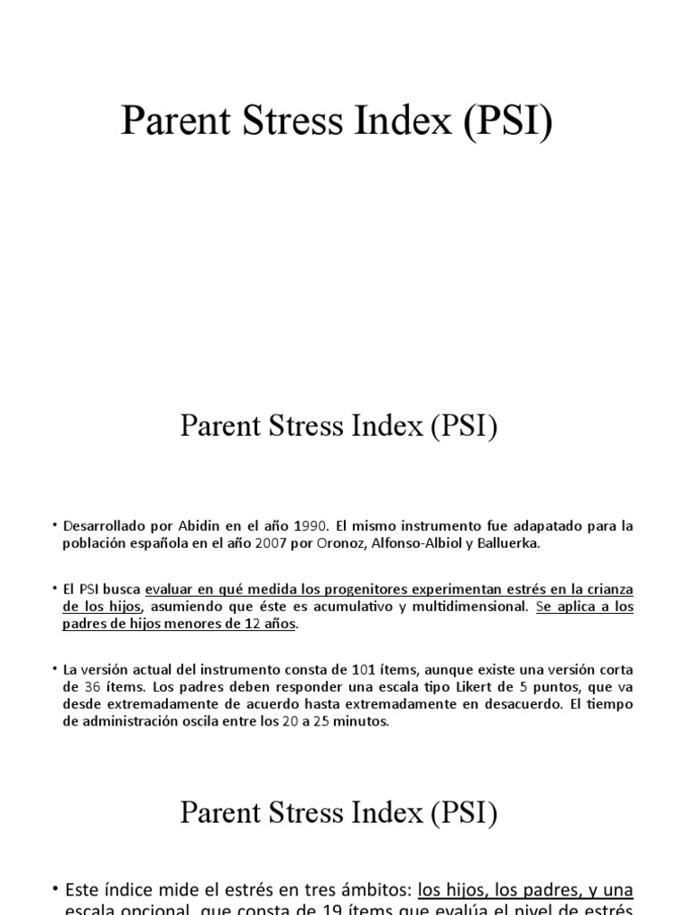 Índice de Estrés Parental (PSI) | PDF