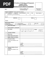 B M S Institute of Technology and Management BMSIT&M Hostels Application Form For Hostel Accommodation