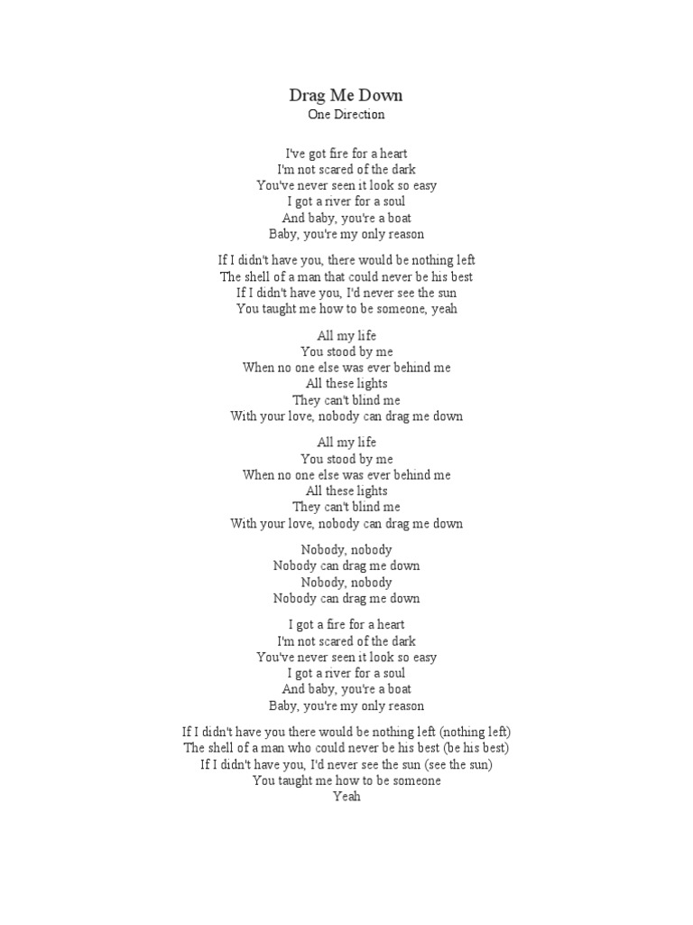 Drag Me Down Lirik PDF