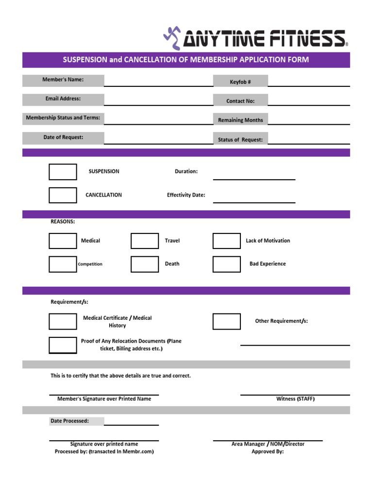 Suspension and Cancellation of Membership Application Form Competition PDF