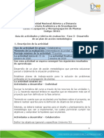 Guía de Actividades y Rúbrica de Evaluación - Fase 3 - Desarrollo de Un Plan de Acción Metodológico.