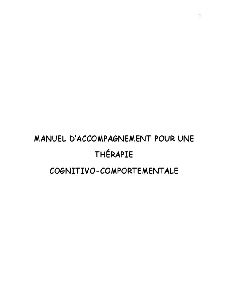 Thérapie Cognitive Et Comportementale PDF PDF Thérapie cognitivo