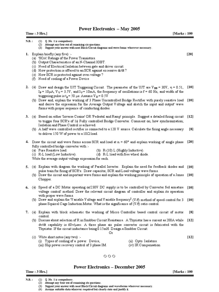 Power Electronics Exam Questions and Solutions | PDF | Power Inverter ...