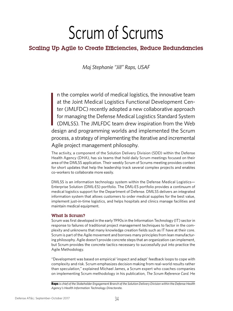 Scaling Agile: Scrum of Scrums in DMLSS | PDF | Scrum (Software ...