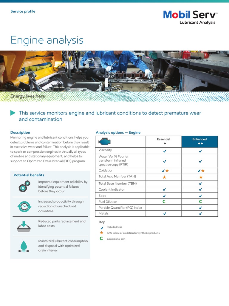 Engine Analysis This Service Monitors Engine and Lubricant Conditions