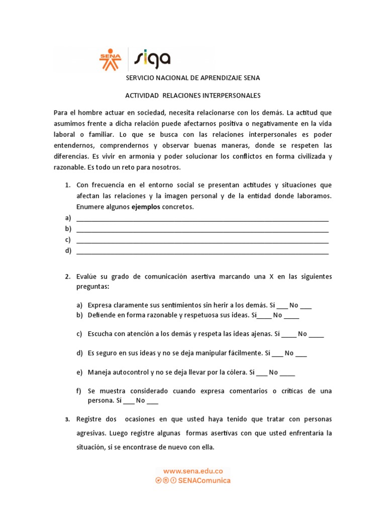 Taller de Relaciones Interpersonales | PDF