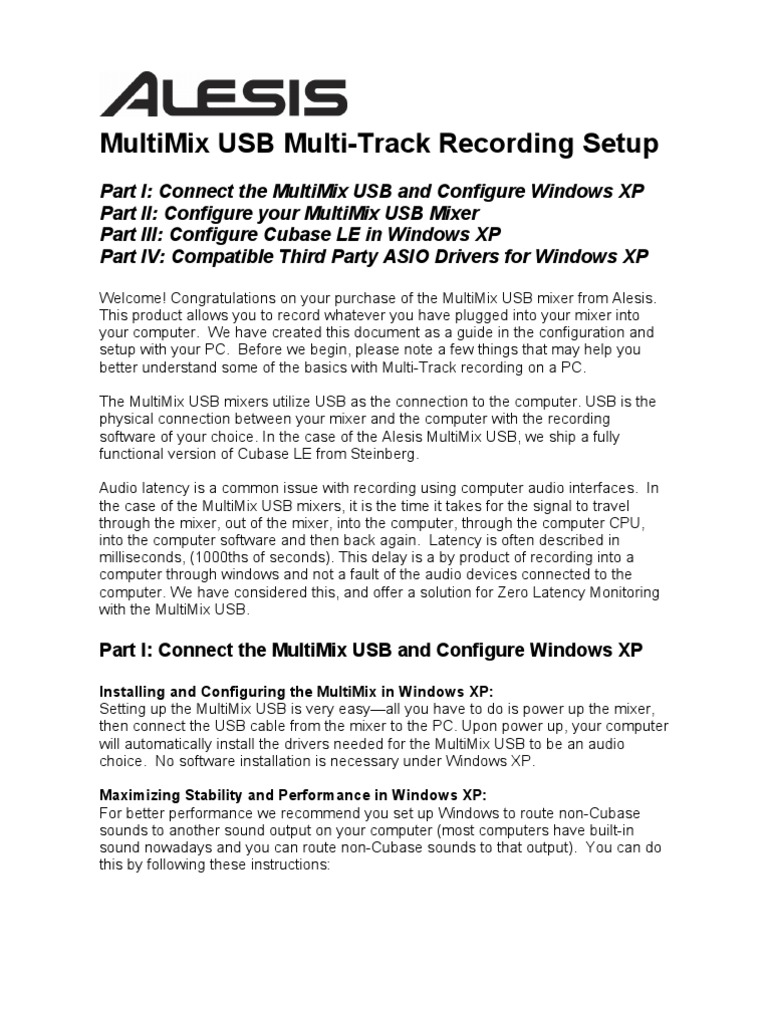 MultiMix USB Setup Guide for XP | PDF | Usb | Microsoft Windows