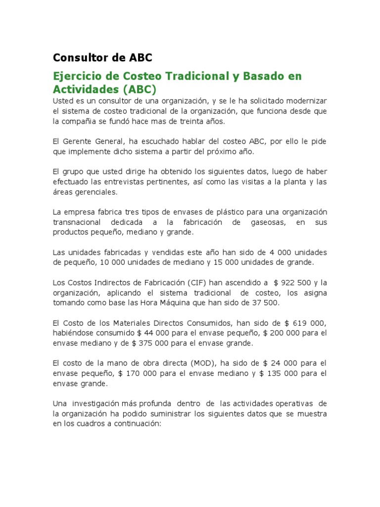 Costeo Tradicional vs ABC en Envases | PDF | Economias | Business