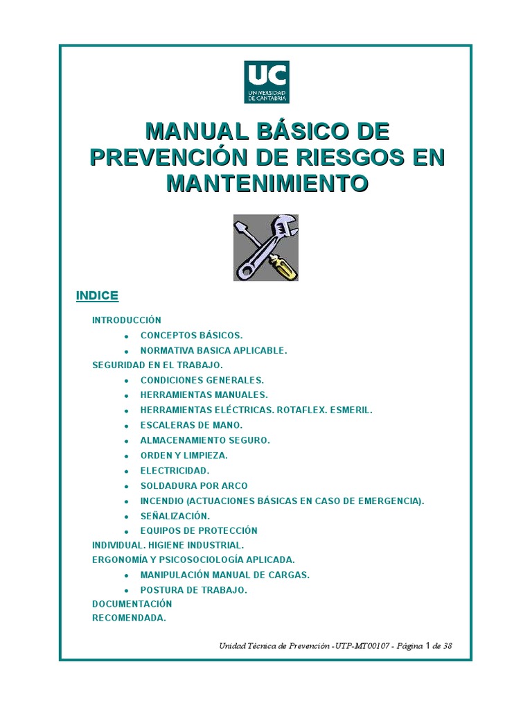 Manual Básico de Prevención de Riesgos en Mantenimiento | PDF ...