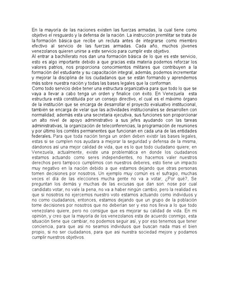 Importancia de la Instrucción Premilitar | PDF | Venezuela | Nación
