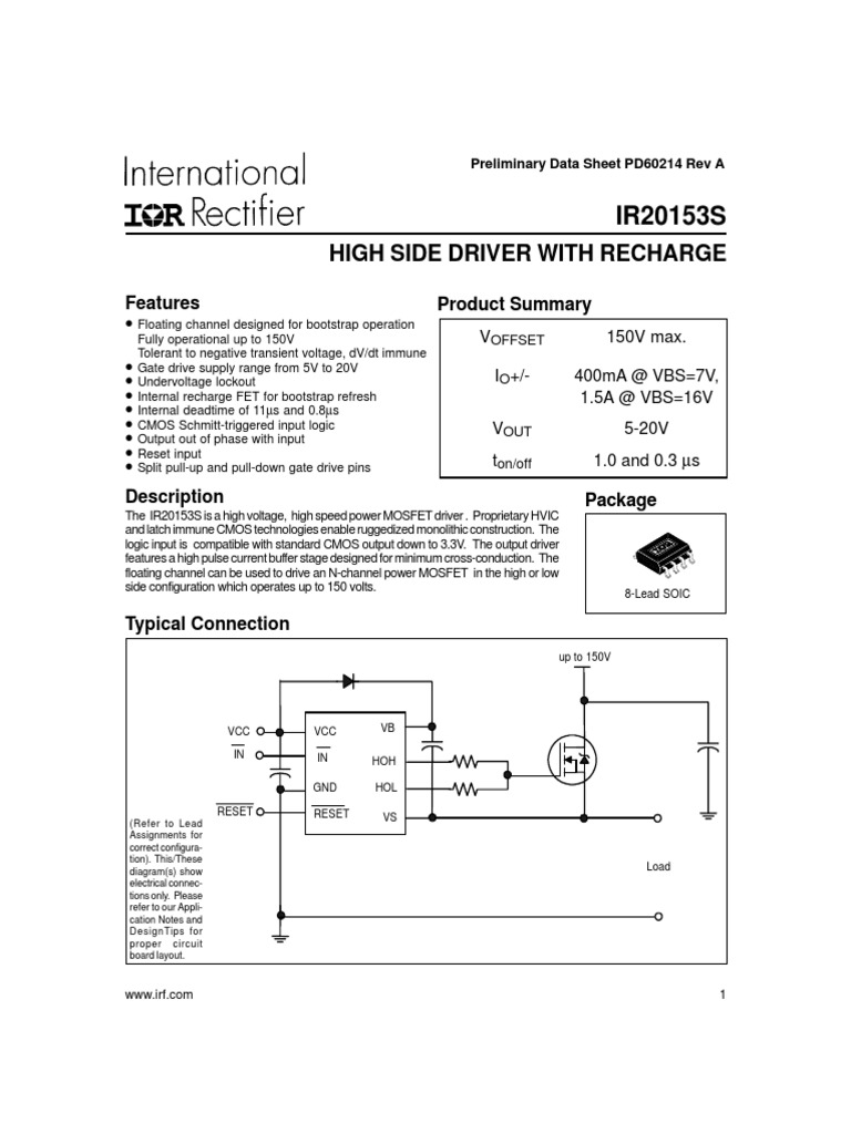 High Side Driver With Recharge: Features Product Summary | PDF