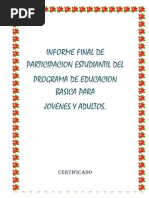 INFORME FINAL DE PARTICIPACION ESTUDIANTIL KARINA