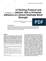 Influence of Etching Protocol and Silane Treatment With A Universal Adhesive On Lithium Disilicate Bond Strength