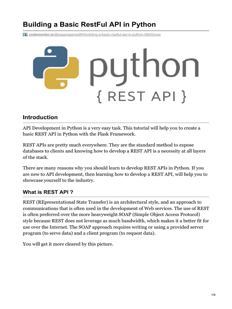 Building A Basic Restful Api In Python Representational State Transfer Application Programming Interface