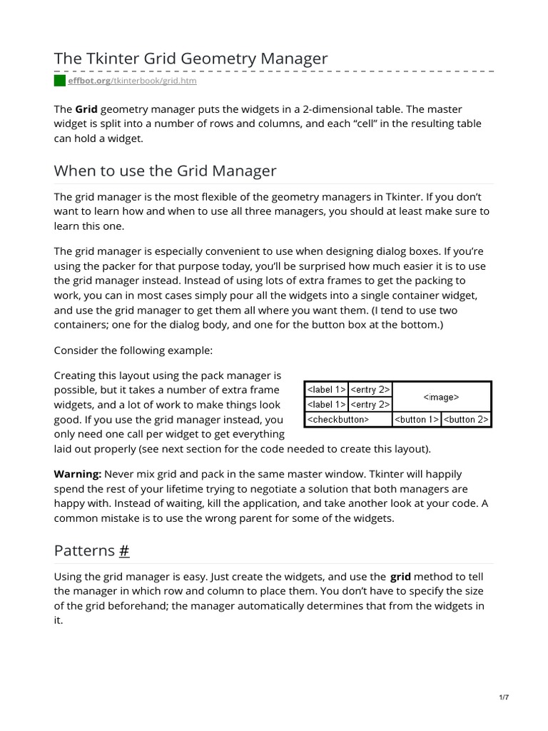 The Tkinter Grid Geometry Manager | PDF | Reserved Word | Software ...