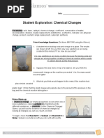 Student Exploration: Chemical Changes