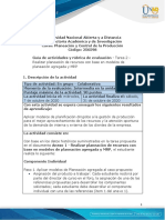 Guia de Actividades y Rúbrica de Evaluación - Tarea 2 - Realizar Planeación de Recursos Con Base en Modelos de Planeación Agregada y MRP