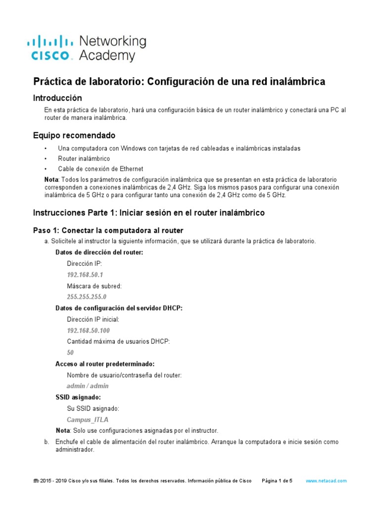 6.1.3.10 Lab - Configure A Wireless Network | PDF | Punto de acceso ...