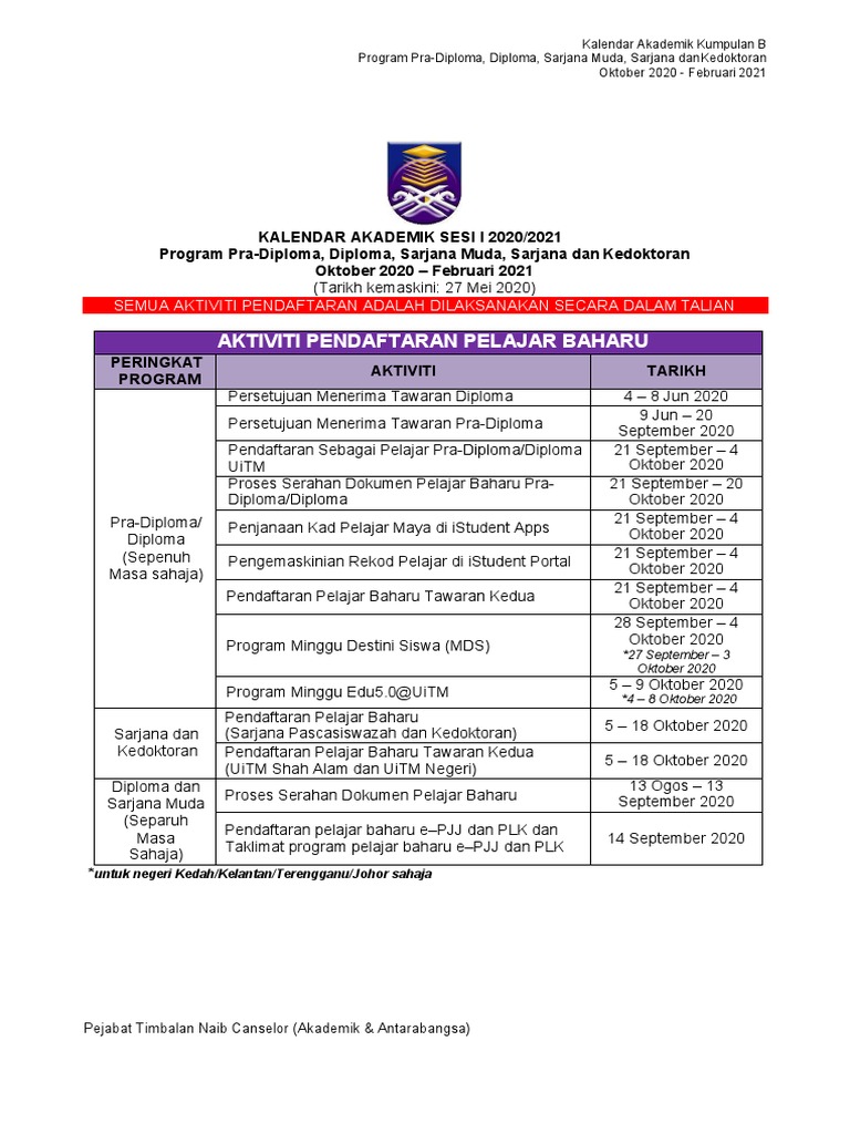 Jadual akademik uitm 2022