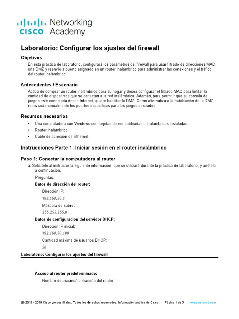 Configuración de Firewall en Router | PDF | Cortafuegos (informática ...