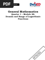 General Mathematics: Quarter 1 - Module 26: Domain and Range of Logarithmic Functions