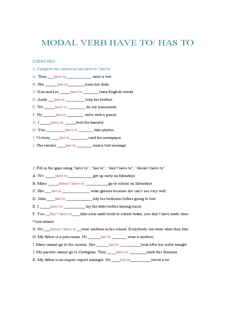 Ingles Have To - Has To | PDF | Language Arts & Discipline | Self ...